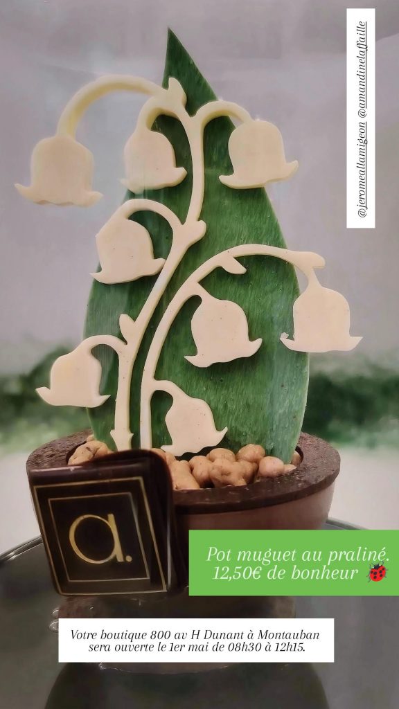 Muguet en chocolat dans son pot de praliné